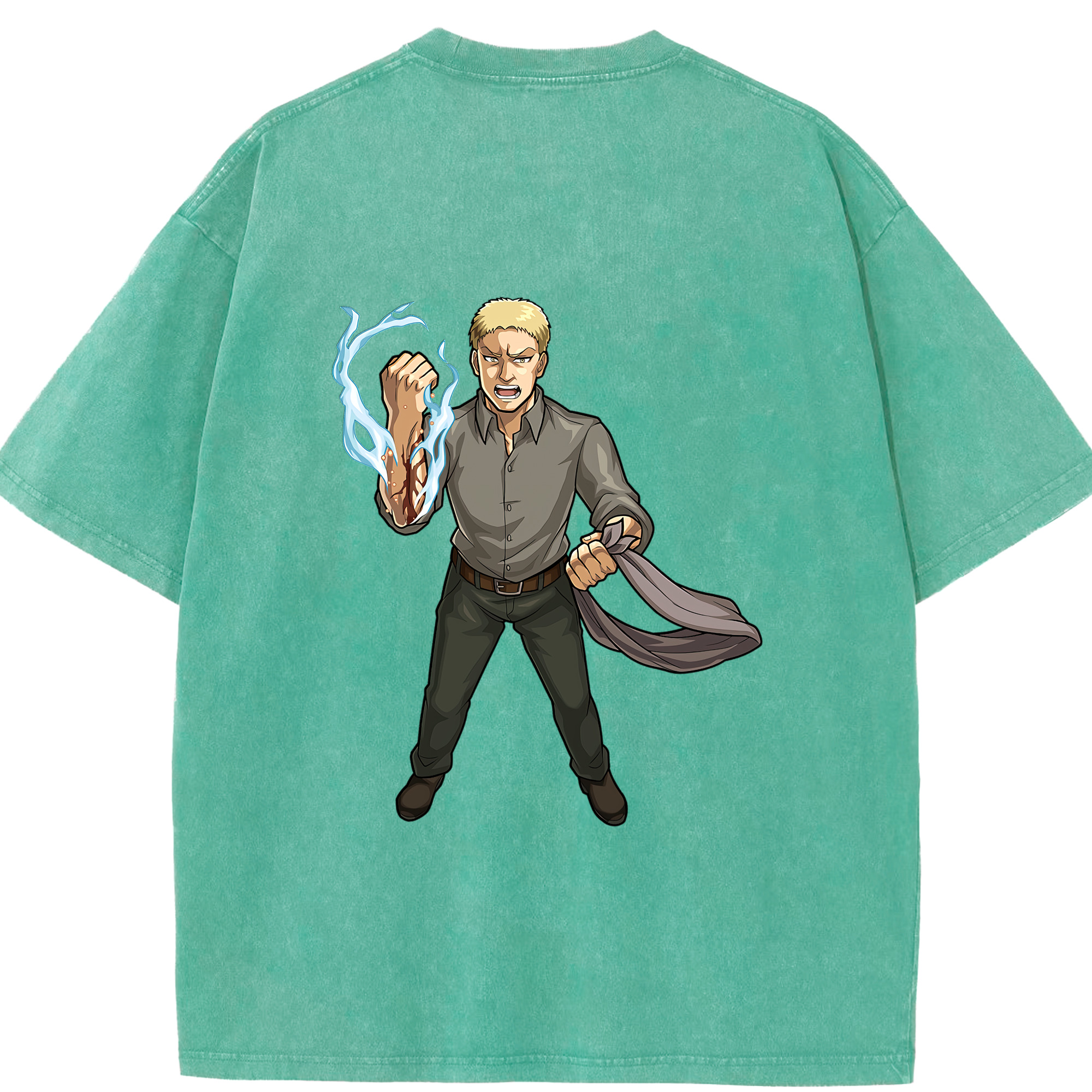 （画像用） 進撃の巨人 ライナー・ブラウン Attack on Titan Reiner Braun 綿100% ヴィンテージ風 半袖Tシャツ（背面プリント）